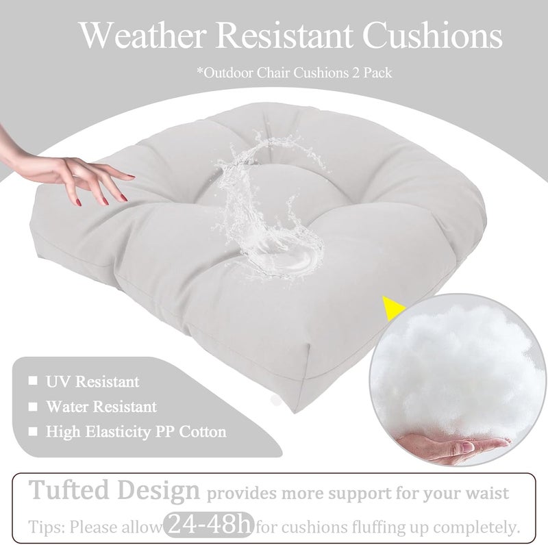 MTMR Water-Repellent Outdoor Chair Cushions Set of 2, 19”X19” Patio Chair Cushions with High Elasticity PP Cotton, Thick Tufted Outdoor Patio Furniture Cushions, Seat Cushions for Outdoor Furniture - Image 4